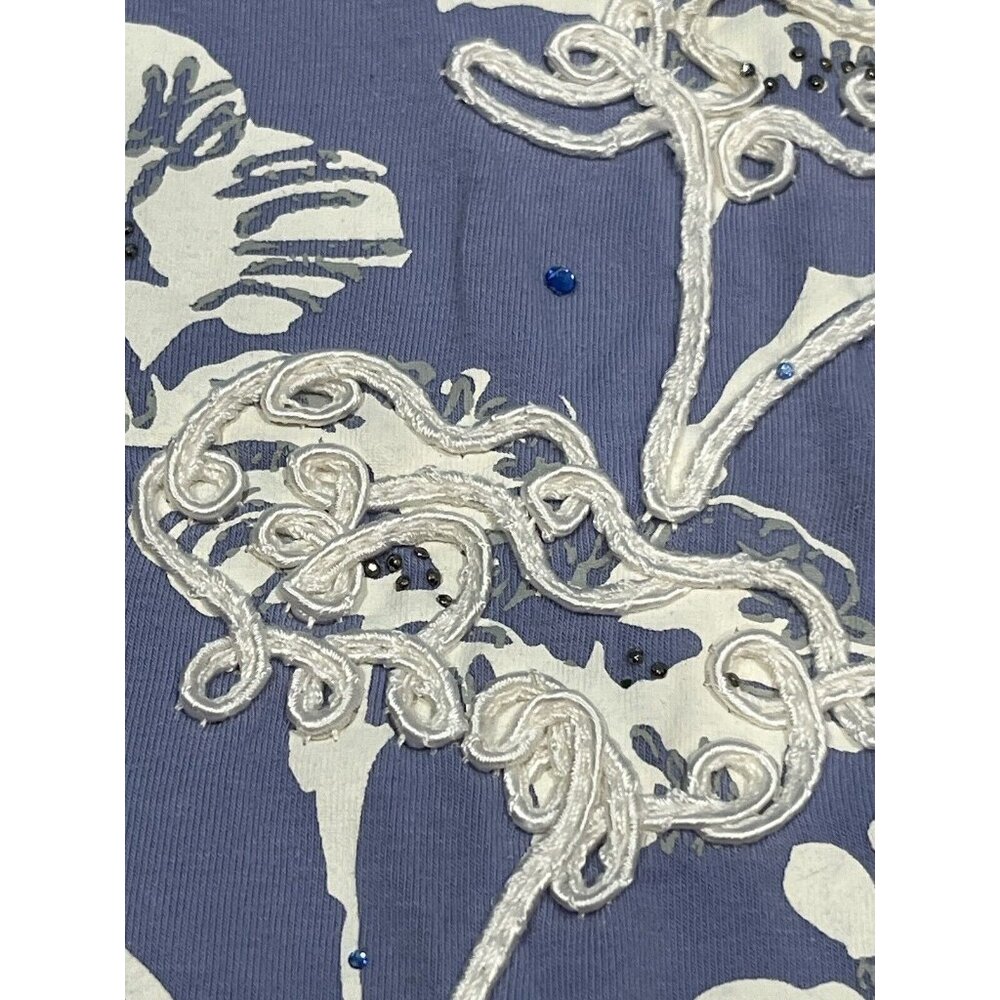Princess Cruises Lilac Purple Floral Appliqué Rhinestone Shirt Women Sz Medium - Picture 8 of 14